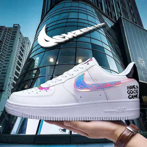 莆田正品官网爱耐克空军一号男鞋低帮夏季电玩像素小白鞋镭射纯原