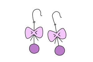         紫色蝴蝶结耳环吊坠简笔