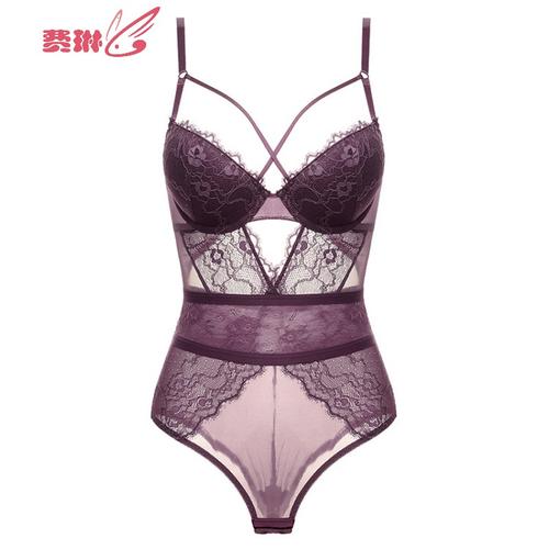 性感蕾丝白色内衣女小胸聚拢肩带透气款微塑身连体衣带文胸费琳塑身衣