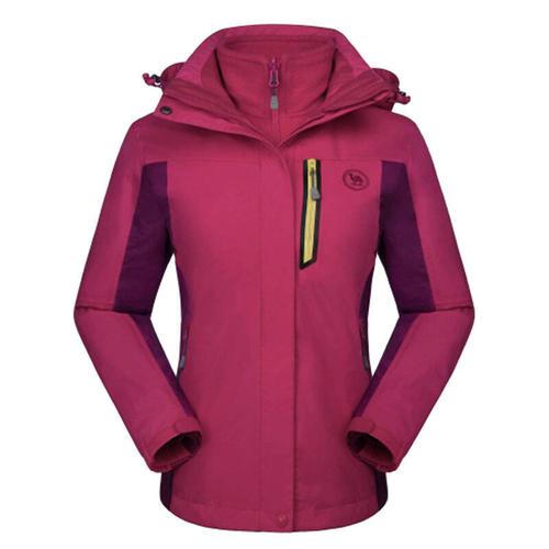 骆驼牌户外冲锋衣男三合一两件套登山服女外套 紫色/深紫色 女款 l