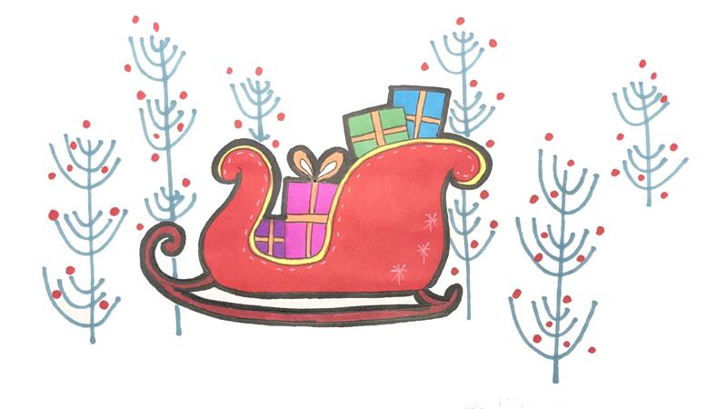 圣诞老人的雪橇怎么画