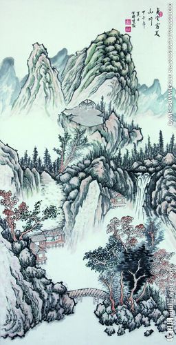 山水国画隐居 人家图片