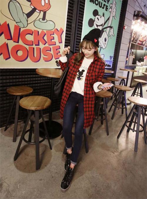 [名品特卖]·初纺 冬季打底加绒红黑格子衬衫外套 商品号:970058675