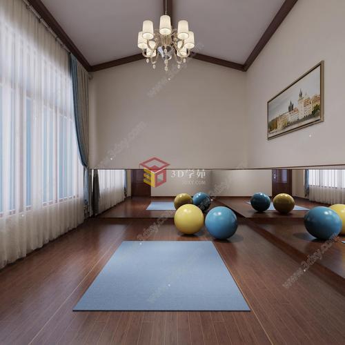 美式瑜伽房家装模型原创