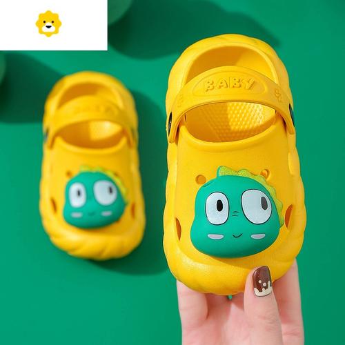 fishbasket儿童室内防滑鞋宝宝外出卡通男童软底拖鞋幼童包头凉鞋洞洞
