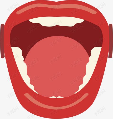 女性张口设计素材的素材免抠矢量图案卡通有趣扁平化口张口舌头