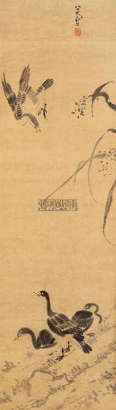 八大山人 芦雁图 立轴 水墨纸本
