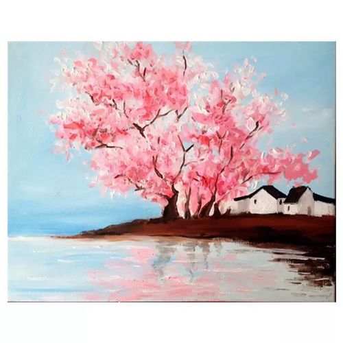 樱花树 油画 水粉