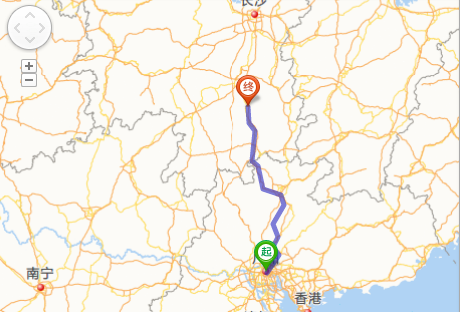 广州开车到湖南耒阳走107国道全程约501.