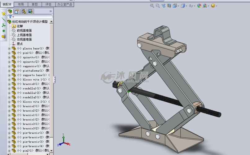 丝杠传动的千斤顶设计模型 - solidworks机械设备模型