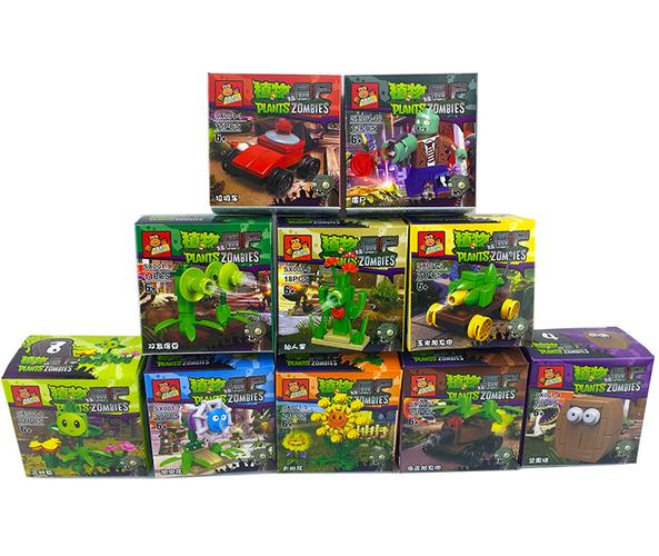 美致玩具动漫游戏植物大战僵尸拼装积木组合场景儿童玩具礼品代发