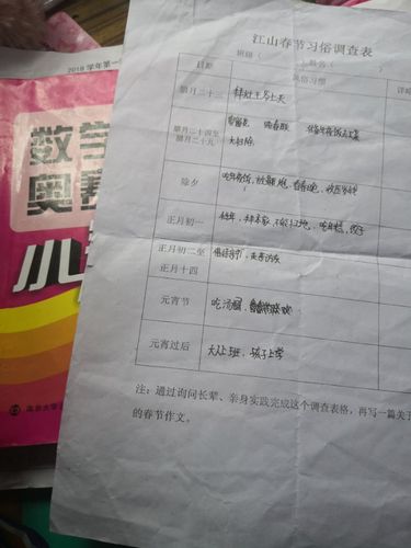 都说劳逸结合,在玩的过程中也不能忘记做作业,我的春节习俗调查表,也