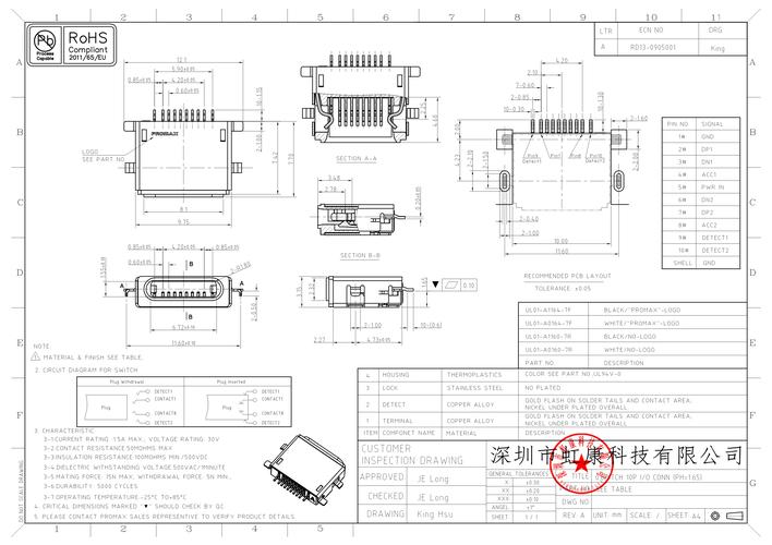 苹果母座lightning苹果插座沉板16mm前插后贴smt