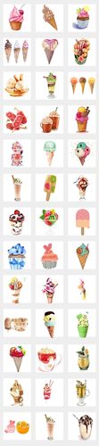手绘美食甜品水彩冰淇淋促销淘宝天猫海报png免扣素材