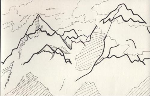 画雪山的照片简笔画