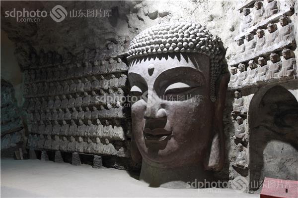 济南千佛山万佛洞_万佛洞大佛头_山东图片库