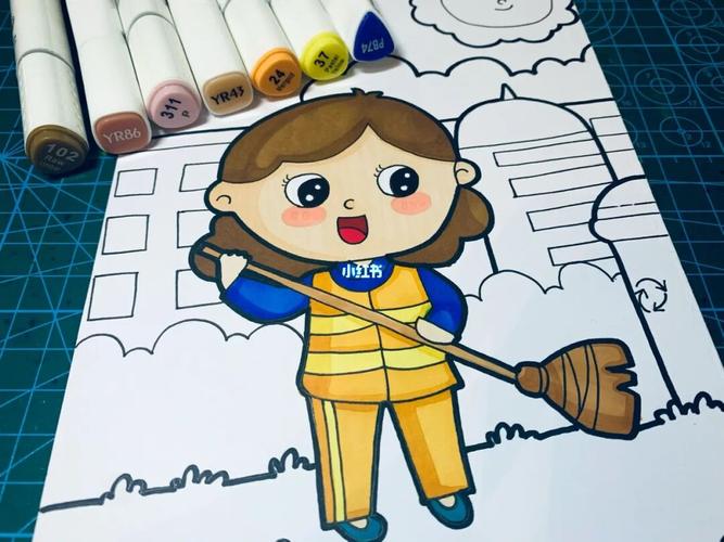 美丽又崇高的城市美容师 ▏马克笔儿童画_儿童画_马克