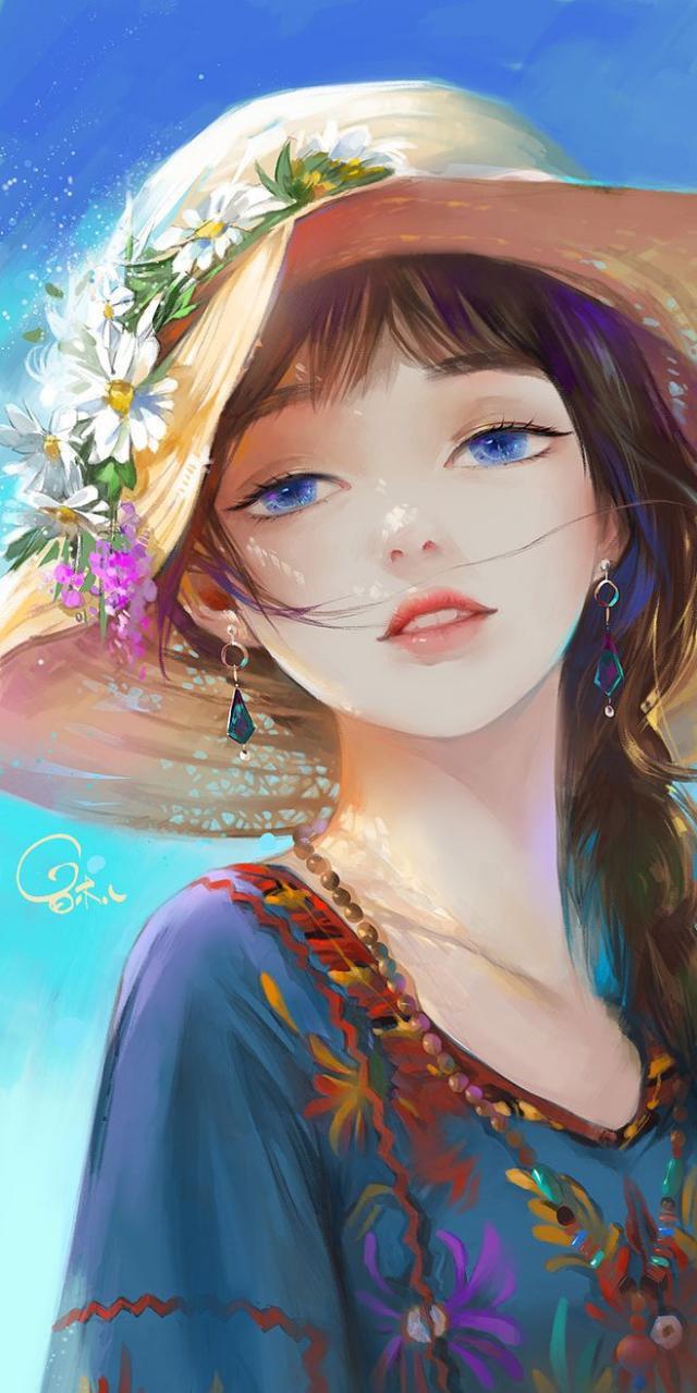 人物绘画,古风少女插画图集,画师画风很赞