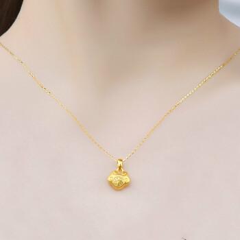 情人节礼物黄金项链女款999足金平安长命锁足金转运珠