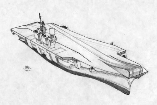 手绘航母简笔画