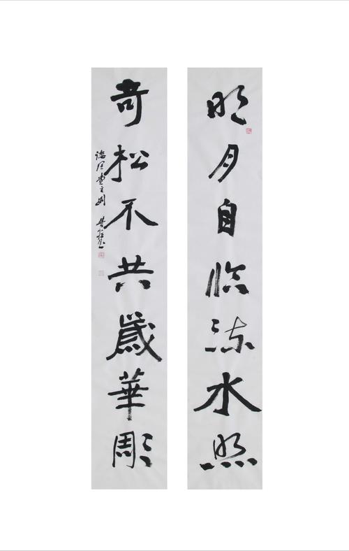 魏碑书法艺术作品(行书楹联) 写美篇 材质:纸本 字体:行书 内容:七言