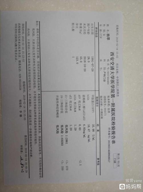 我的唐筛报告单,不知道好着没