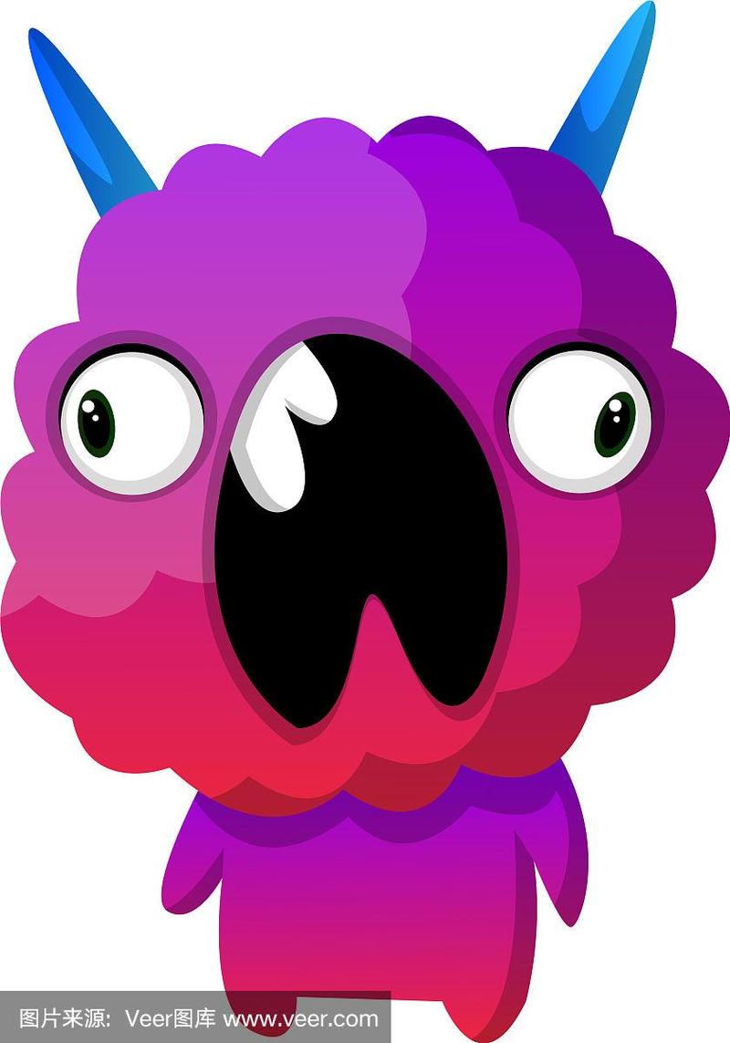 怪物,紫色,白色,宽的,动物嘴