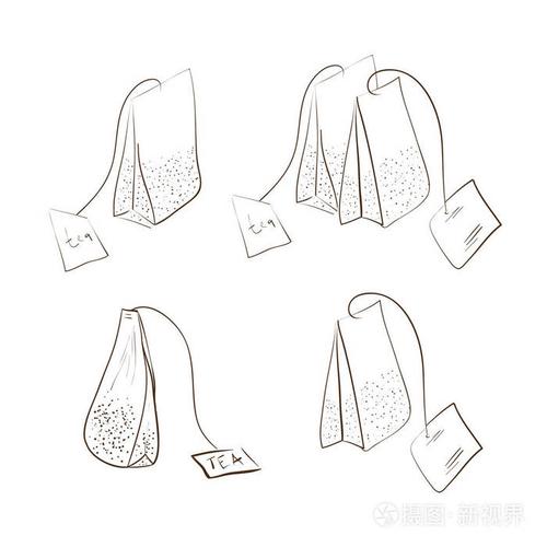 茶包设置素描普通图案