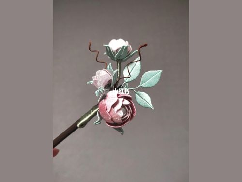 玫瑰缠花发簪_发簪_缠花_踏青_缠花发簪_时尚_配饰