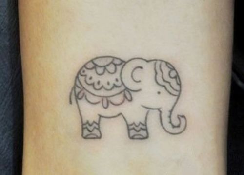 象神纹身小象纹身脚踝象神纹身