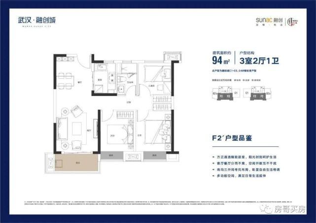 武汉融创城 ★均价13000  三至四环 ★总价120w-160w 3 户型展示