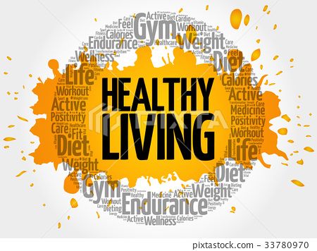 图库插图: healthy living circle stamp word cloud