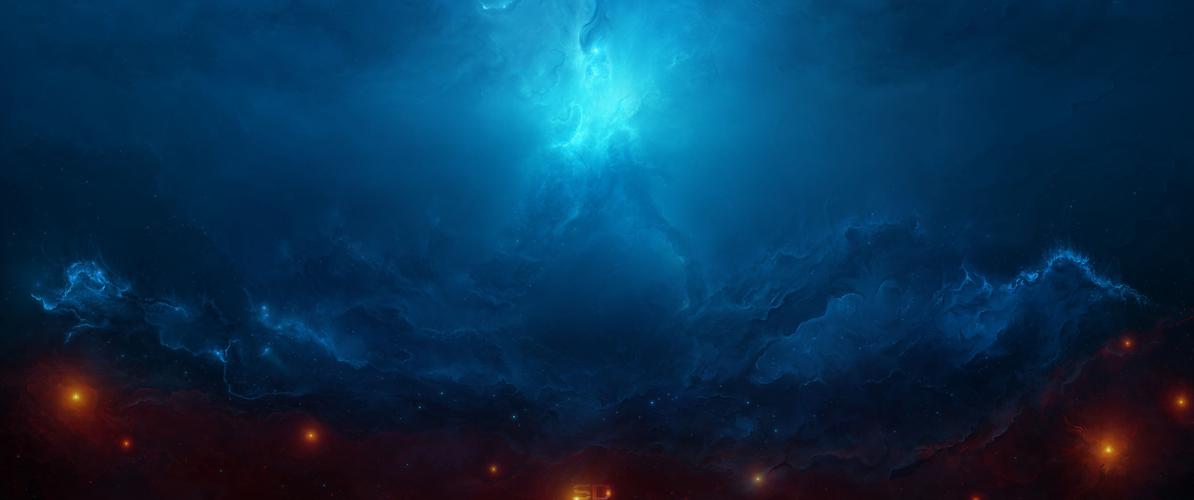 蓝色拱形星云4k高清电脑桌面壁纸