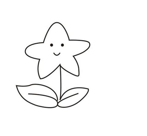 第三步:给小小的五角花旁边再画一颗小星星,形状可以变化一下,这样