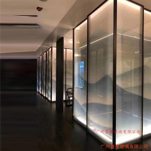 广州富景玻酒店山水画玻璃隔断定制