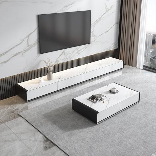 电视柜岩板现代简约小户户型客厅实木茶几组合大理石