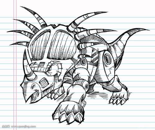 机器人恐龙的简笔画大图 简笔画图片大全-蒲城教育