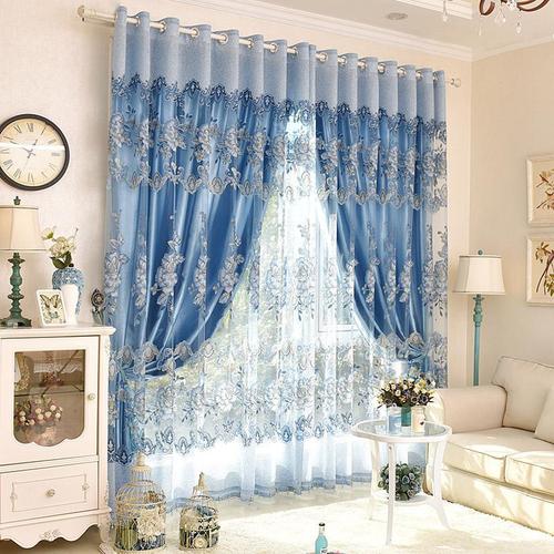 权夫人双层免打孔窗帘北欧简约欧式成品大气客厅纱卧室新款遮光