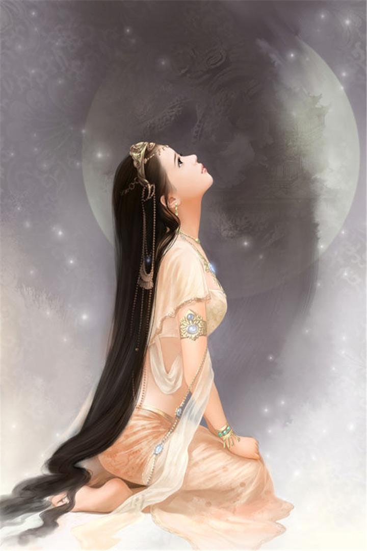 长发古风美女手绘图片唯美伤感图片手机壁纸