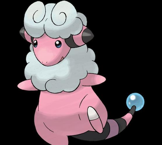 宝贝是图鉴编号180的茸茸羊,绵毛神奇宝贝的茸茸羊是咩利羊的进化形态