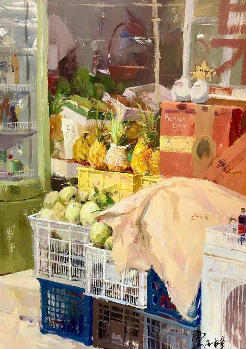 场景色彩水果摊的画法合集构图色调
