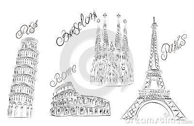 欧洲国家地标简笔画