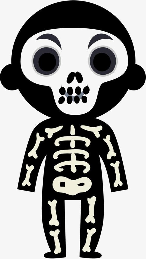 万圣节骷髅装扮小人