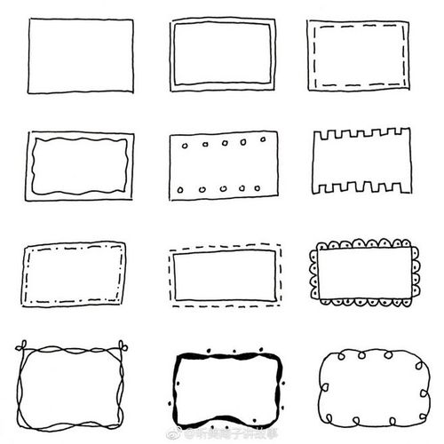 一支笔的涂鸦——黑白手帐边框素材.