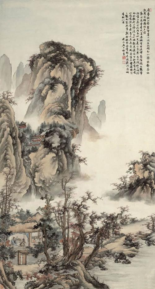 祁昆工笔山水画12幅