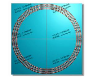 圆形万字回纹边框木雕长城回纹框外框精雕图电脑雕刻浮雕灰度木雕