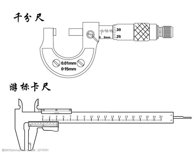 千分尺游标卡尺矢量图