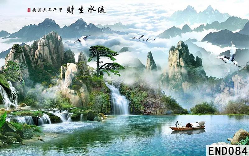 室外室内中式山水风景画系列图案合集