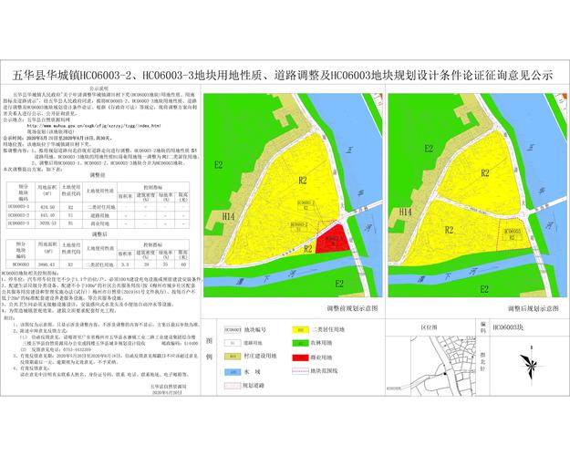 五华县华城镇hc06003-2,hc06003-3地块用地性质,道路调整及hc06003