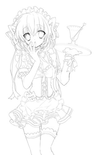 华丽动漫少女线稿